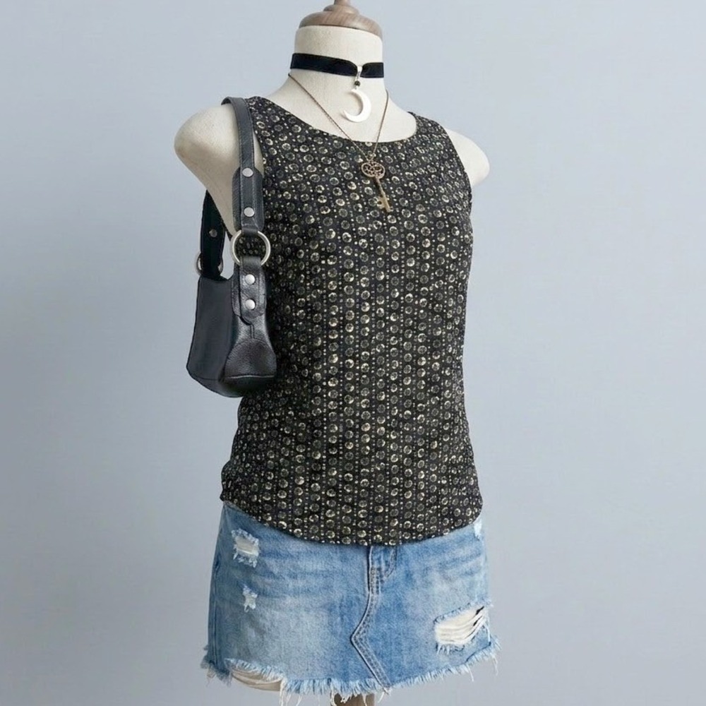 Vintage Carole Little Sleeveless blouse SMALL size 2 Indie boho